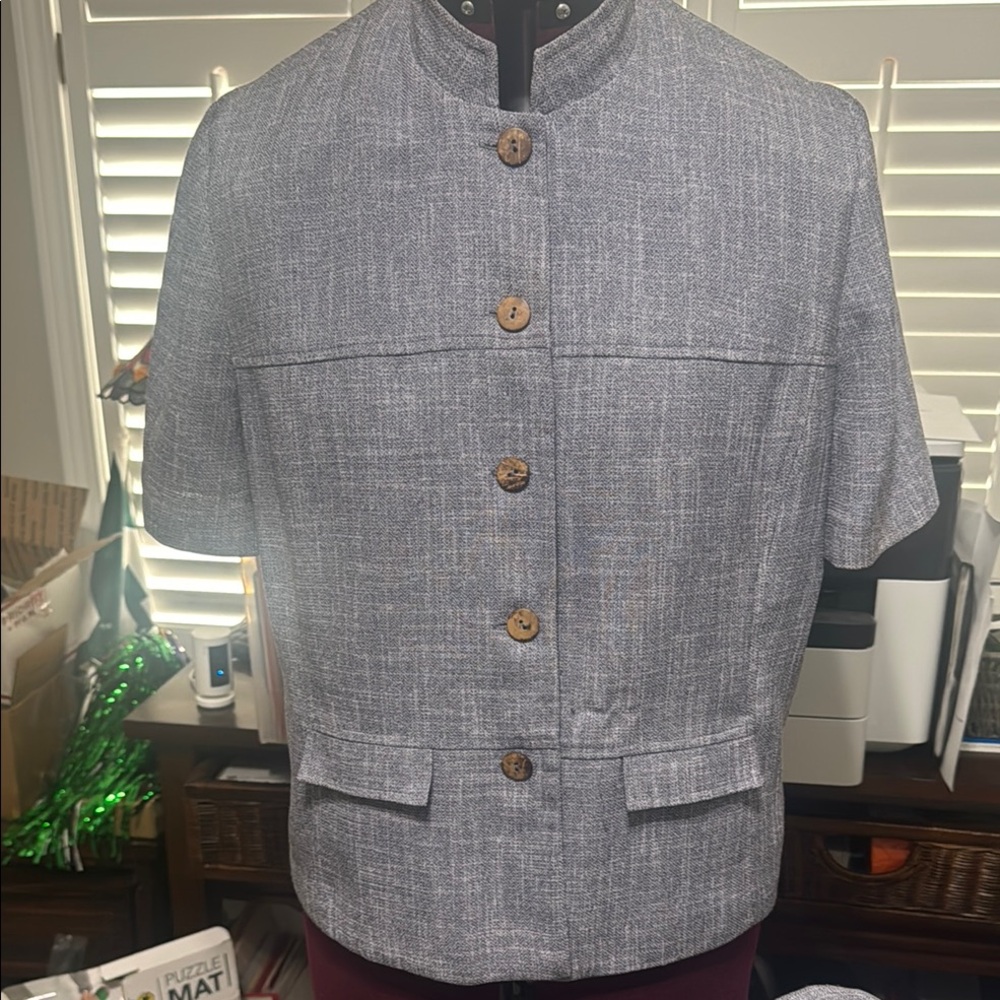 Linen weave 2pc light Gray pant set